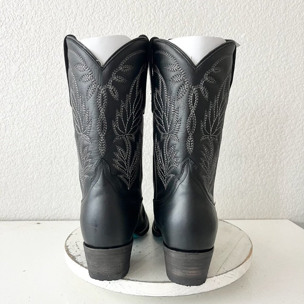 Lane SANDAGA Midi Womens Cowboy Boots 10 Cowgirl Western Wear Black Mid Calf - Picture 3 of 11